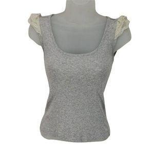 Behnaz Sarafpour‎ Gray small Lace Sleeve Tank top